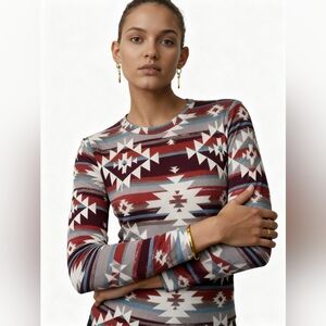 No Boundaries Geometric Patterned Long Sleeve Blouse